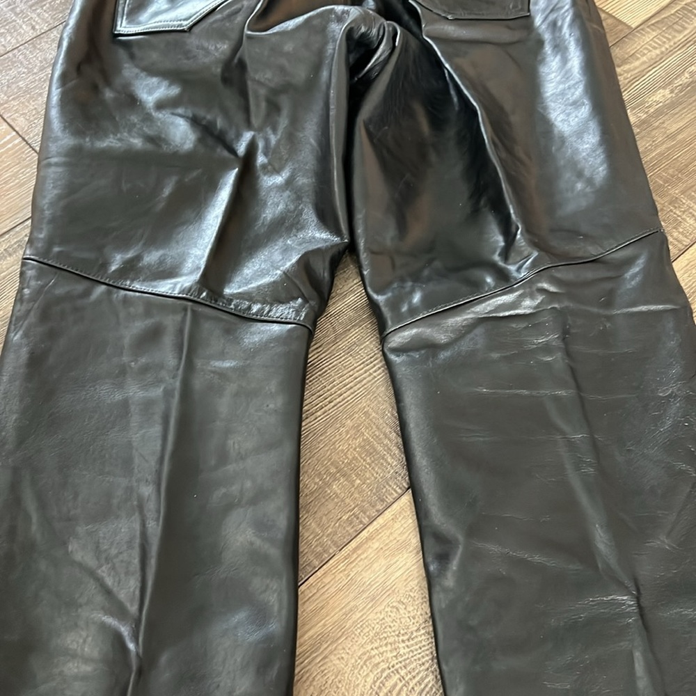GAP Black Genuine Leather Bootcut Pants. - Picture 8 of 14